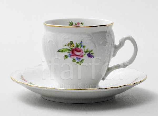Cup and saucer tea Bernadotte Meissen bouquet Bernadotte cask