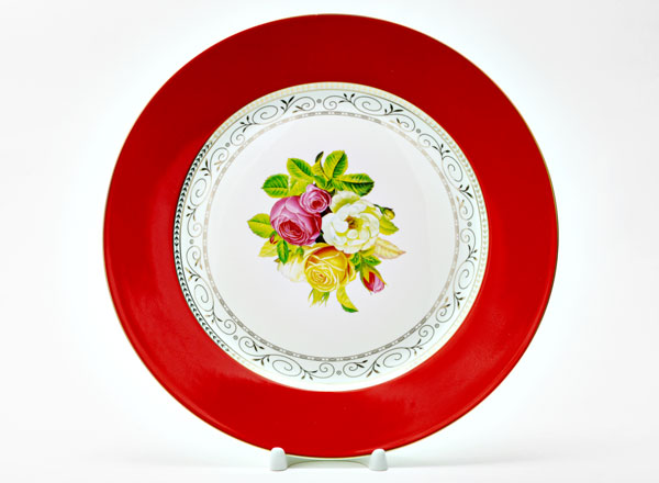 Plate flat Rainbow Red